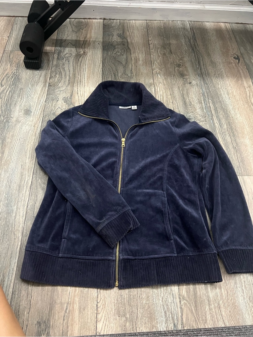 croft & barrow Navy Velour Zip Bomber Jacket